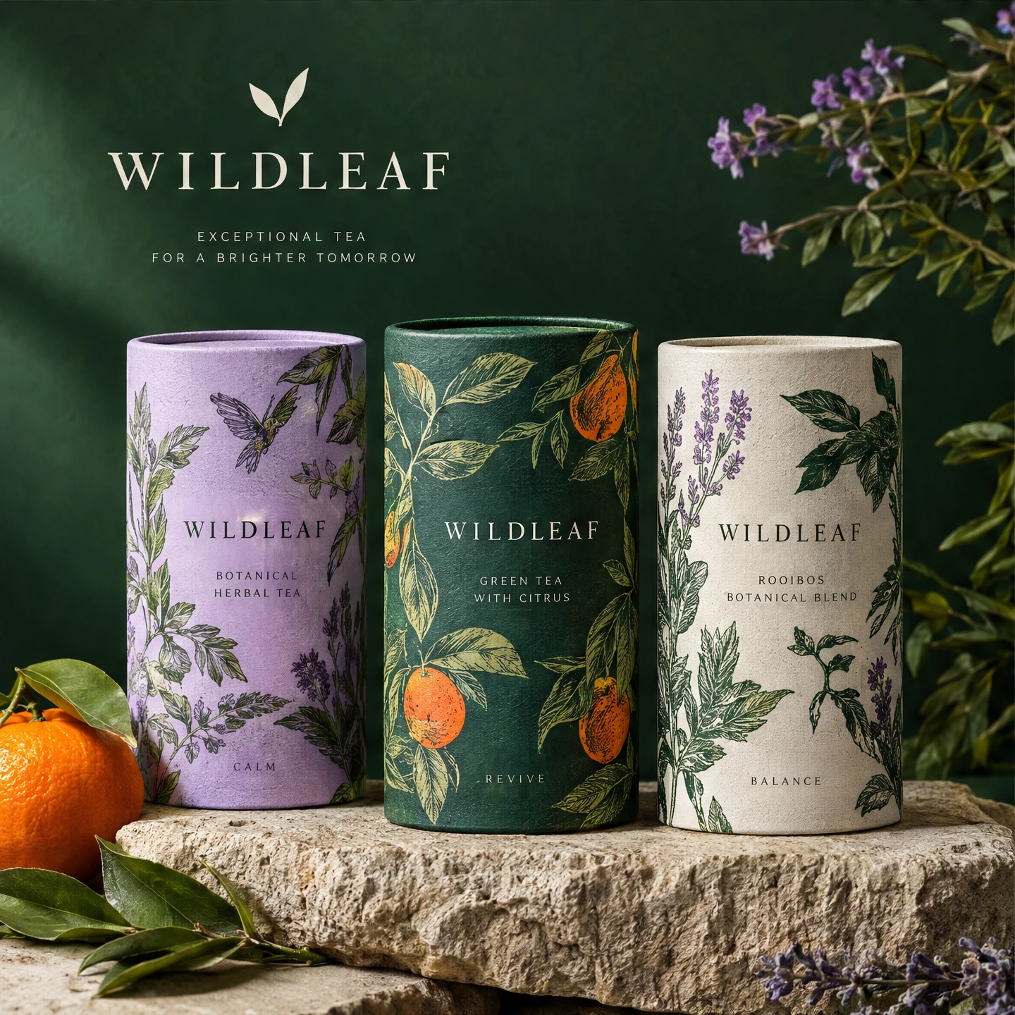 WILDLEAF: fictional sustainable products concept, illustrated / expressive art direction