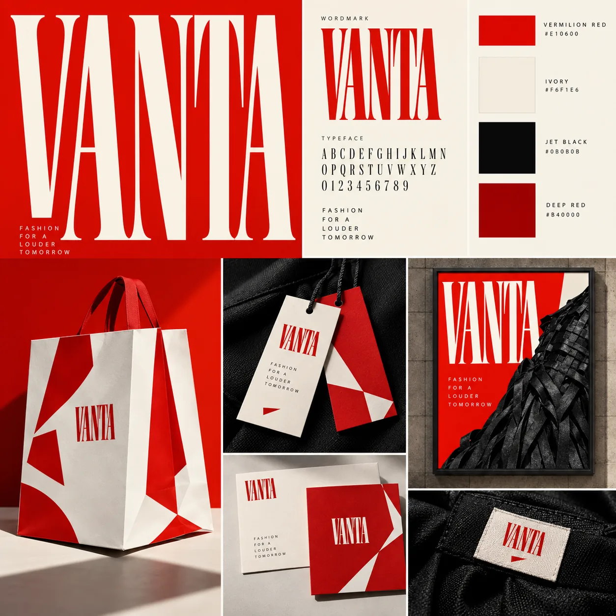 VANTA concept logo, typography, colours and coordinated branded applications