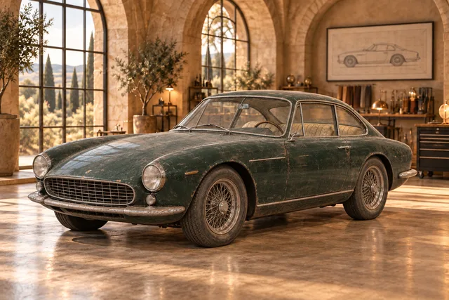 Matching illustrative coupe with worn paint before restoration